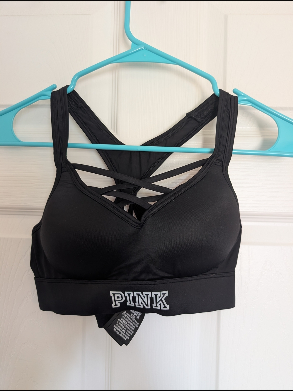 PINK Victoria's Secret Black Crisscross Strappy Sports Bra